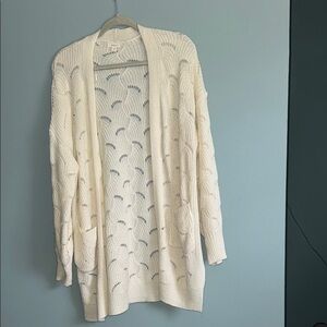 Debut Cream Knit Cardigan with Geometric Back